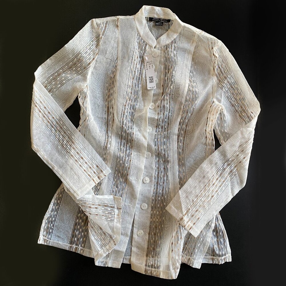 August Silk ( $78 ) Sheer Polyester Collared Button-up Top-Blouse Size 4